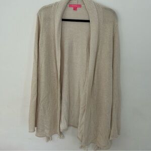 Lilly Pulitzer Ashwood Cardigan Sweater Heathered Sandbank Metallic Size XL